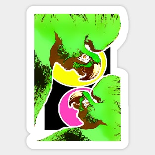 Tropical green parrot Sticker